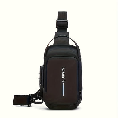 UNIXINU Men's Durable Oxford Fabric Anti-Theft Chest Bag - Sleek Casual Crossbody Sling Bag with Phone Pocket, Zipper Closure & Adjustable Strap for Motorcycle Riding, Commuting, Outdoor Sports, Bag for Bike, Travel Essential