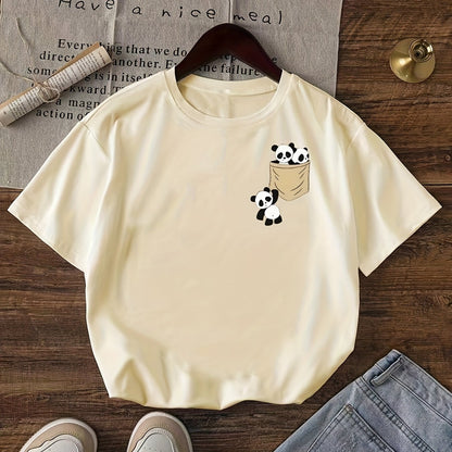 Graphic Print T-shirt, Short Sleeve Crew Neck Casual Top For Summer & Spring, Women'S Clothing