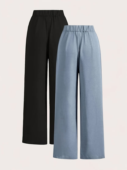 Two-piece Set of High-waisted Wide-leg Pants