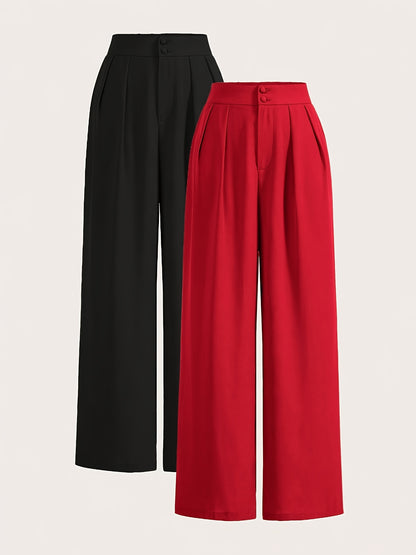 Two-piece Set of High-waisted Wide-leg Pants