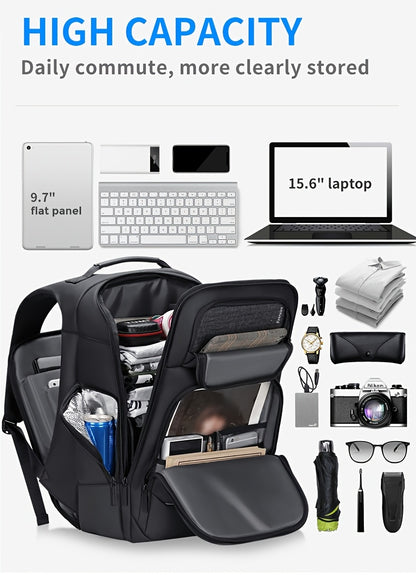 FENRUIEN Men'S Large Capacity Expandable Backpack with USB Charging, 39.62cm Laptop Bag, Durable Oxford Fabric, Multiple Compartments for Travel and Business Use, Travel Backpack | Minimalist Backpack | Durable Zippers, Lapto