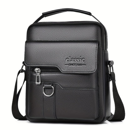 New Men's Crossbody Bag Messenger Bag with Mahogany Pattern Large Capacity Design PU Material Men's Casual Retro Adjustable Shoulder Bag for Going Out Valentine's Day Gift for Husband or Boyfriend