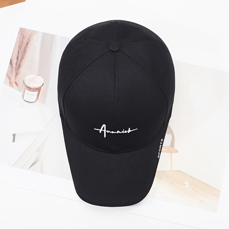 1pc Unisex Casual Embroidered Letter Baseball Cap, Spring/Winter Sun Protection Hip Hop Hat, Lightweight Outdoor Travel Cap
