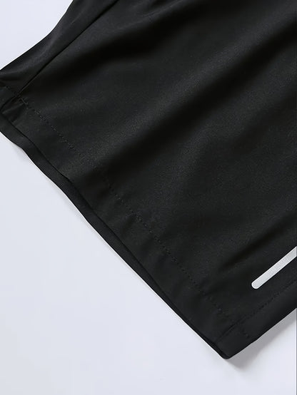 3-Pack Men'S Fashion Sports Casual Shorts, 97% Polyester 3% Elastane, Solid Color, Zipper Detail, Woven Fabric, Slight Stretch, Loose Fit, 117g/m² Weight