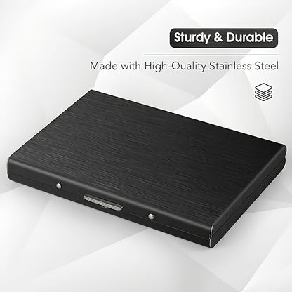 Premium Stainless Steel RFID Blocking Card Holder for Men – Sleek Black Metal Wallet with Multiple Compartments, Perfect Father’s Day Gift for Dad, Secure Card Storage | Polished Finish | Metallic Construction