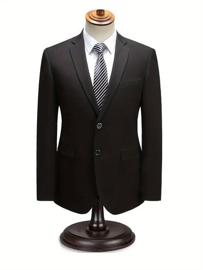 Men'S Formal Suit Set Featuring a Two-Button Lapel Jacket And Trousers. A Simple, Comfortable, And Classic Outfit for Adult Males, Suitable for Professional Office Wear, Elite Business Attire, High-End Casual Suits, And Profe