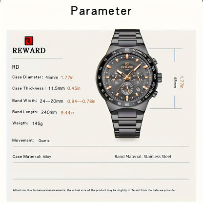 Men's Chronograph Sports Watches with Light, Stainless Steel and Quartz VIP