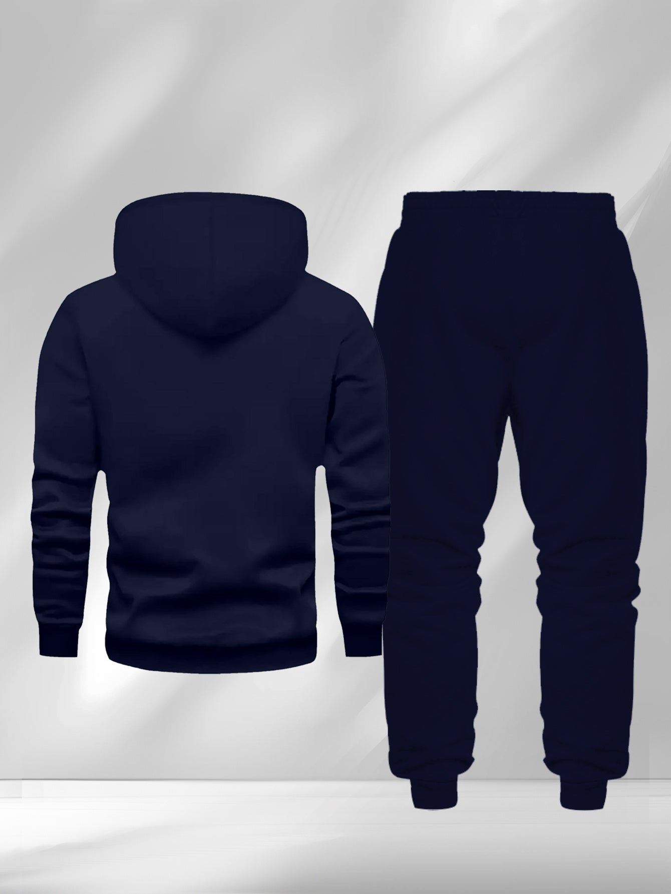 New Autumn and Winter Men's Fleece-Lined Hooded Sweatshirt Set with Print, Long-Sleeve Hoodie and Drawstring Pants for Couples