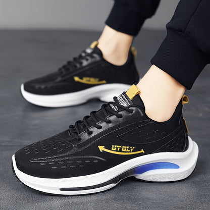 Men'S High-Top Lace-Up Athletic Sneakers - Breathable Fabric, PVC Sole, EVA Insole, Stylish Blue & White Design for Casual and Outdoor Activities, Everyday Sneakers | Sporty Casual Shoes | Durable PVC Sole