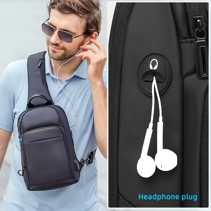 1pc Men's Fashion Crossbody Bag, Oxford Cloth Multifunctional Shoulder Bag