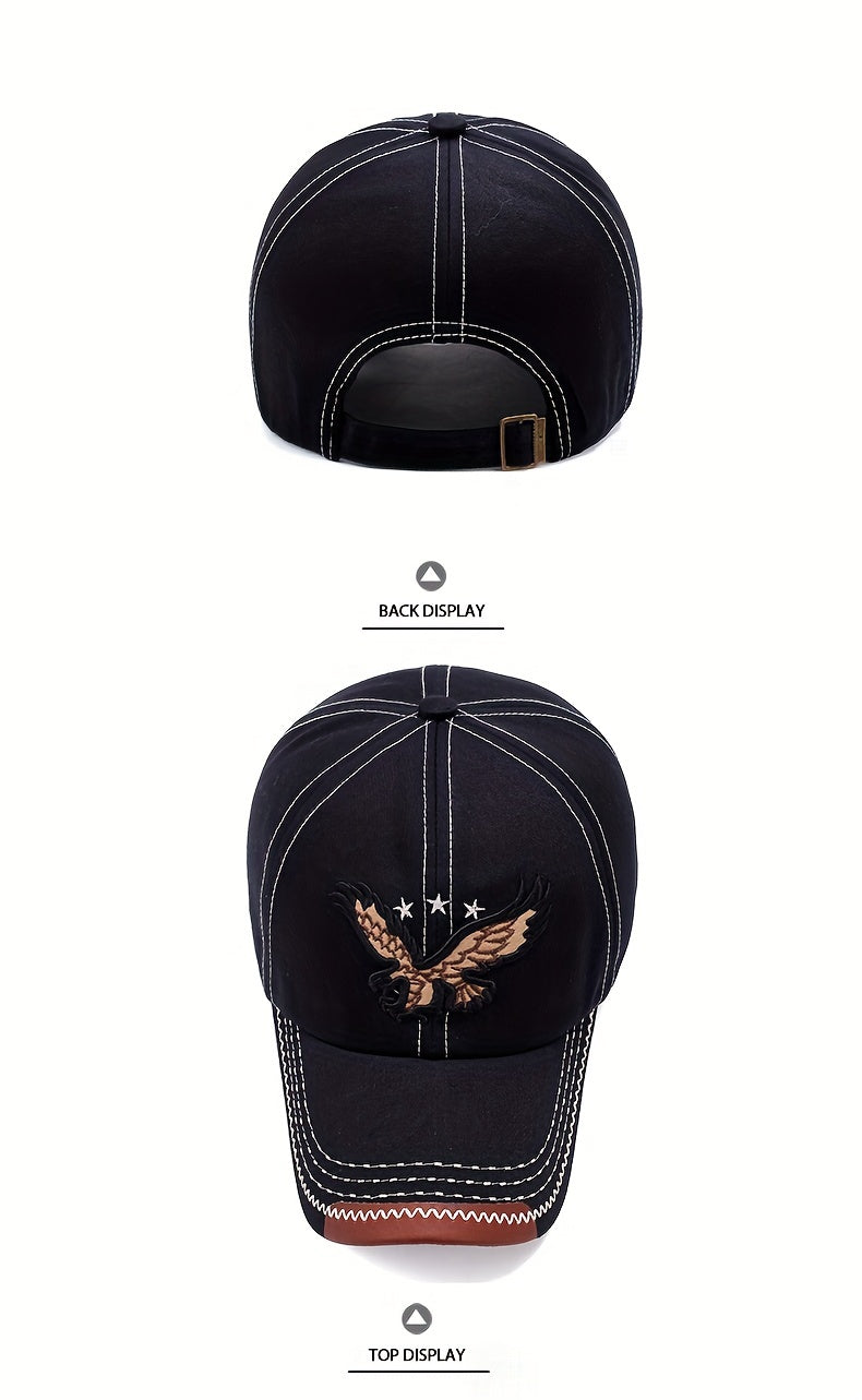 1pc Unisex Sunshade Breathable Baseball Cap With Eagle Embroidery For Outdoor Sport, Ideal choice for Gifts