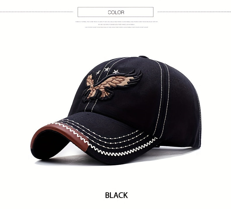 1pc Unisex Sunshade Breathable Baseball Cap With Eagle Embroidery For Outdoor Sport, Ideal choice for Gifts