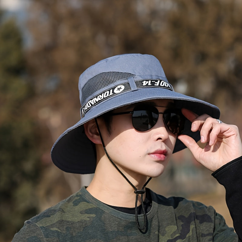 Men'S Black "TORNADO F-35.56cm Bucket Hat with Adjustable Strap - Stylish Outdoor Sun Protection, Ideal for Fishing, Hiking, and Summer Activities, Outdoor Sun Protection|Adjustable Headgear|Polyester Hat