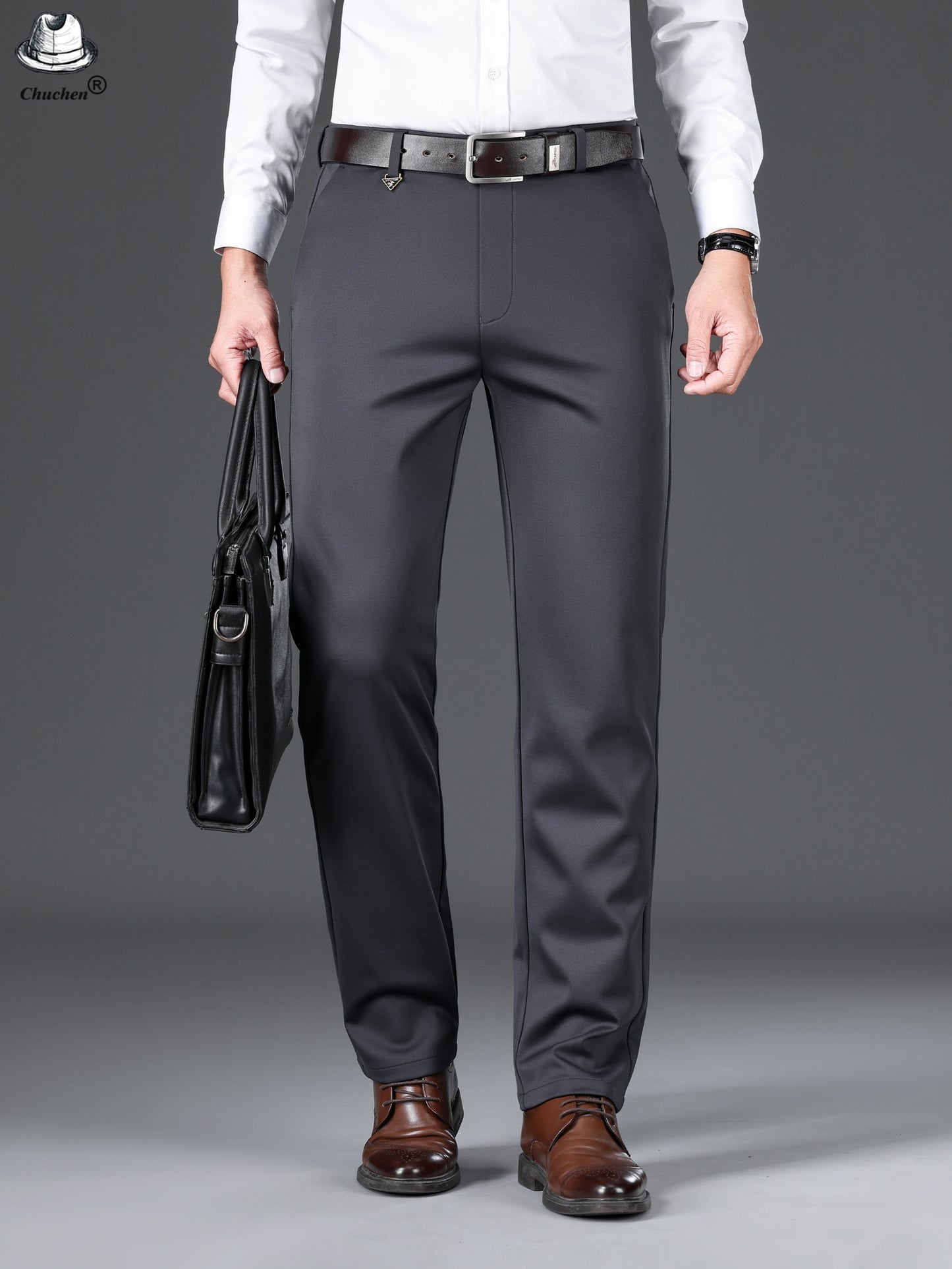 Men's Classic Black Business Dress Pants - Stretch Nylon Blend, Machine Washable, Regular Fit for Office & Formal Wear, Professional Clothing | Regular Fit Suit | Nontransparent Material, Pant Suits