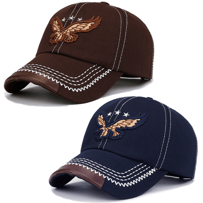 2pcs Eagle Style Fashion Trendy Baseball Cap Sports Cap Suitable for Outdoor Sports Gift for Friends Family - Acrylic Fabric, Square Gram Weight 100g/㎡
