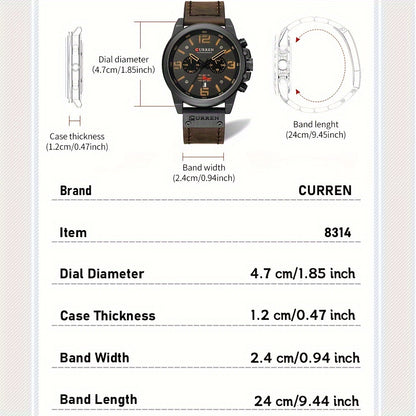 CURREN Men's Sports Watch, Multifunctional Waterproof Wristwatch