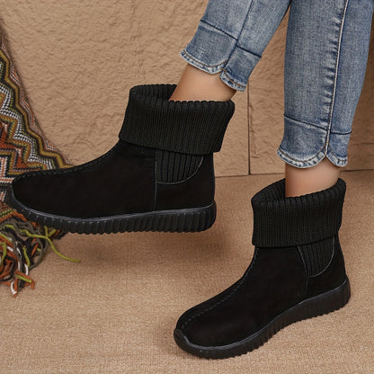 Women's Solid Color Short Boots, Fashion Slip On Ankle Boots, Women's Comfortable Boots