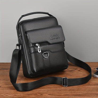 WEIXIER Men'S Set Shoulder Bag, Unisex Waist Postman Bag, Crossbody Chest Bag, Handbag, PU Fabric Multi-pocket, with Card Holder Wallet, Adjustable Detachable Shoulder Strap, Casual Commuting Bag Retro Business Texture Men'S