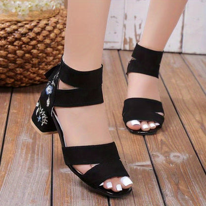 Chunky Heel Sandals Pu Rubber Ankle-Strap Buckle Mid Heel(3-5cm) Open Toe