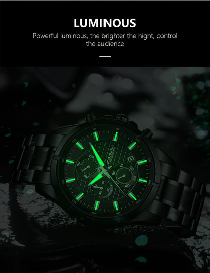 CRRJU Men's Watch Fashion Luxury Multifunctional Stainless Steel Quartz Watch