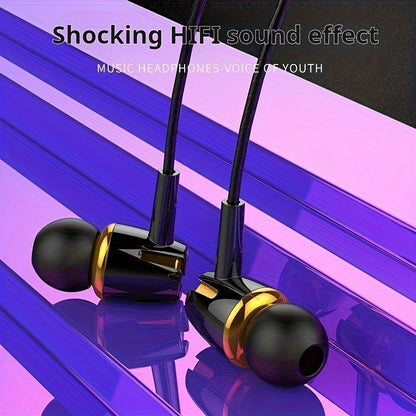 High-quality wired earphones with semi-in-ear design, supporting mobile phones, computers, games, karaoke, wired control with microphone in-ear design, high-definition calls, 3.5mm jack, suitable for sports, running, skipping