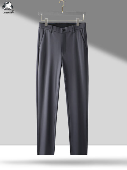 Men's Classic Black Business Dress Pants - Stretch Nylon Blend, Machine Washable, Regular Fit for Office & Formal Wear, Professional Clothing | Regular Fit Suit | Nontransparent Material, Pant Suits