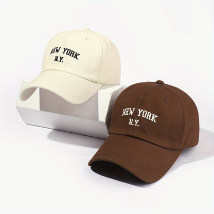 2pcs NEW YORK N.Y. Embroidered Baseball Cap Set, Suitable For Outdoor Leisure Vacation