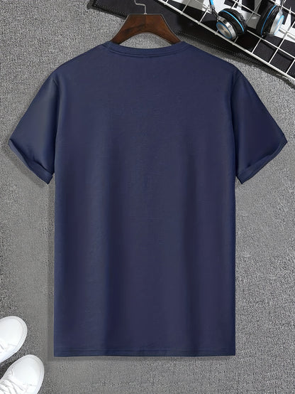 New Summer Round Collared Short Cuff T Dress for Men's Wear with Free Print
