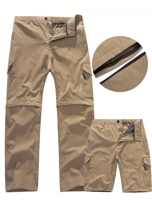 Men's Convertible Hiking Pants - Durable, Zip-Off Cargo Trousers for Fishing & Running, Casual Outdoor Wear with Pockets