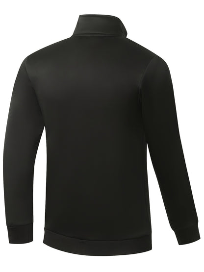 2025 Men'S Athletic Set - White & Black, Long Sleeve, Collared, Non-Stretch Fabric, with Pockets, for Spring/Fall, Casual Sportswear, Casual Sportswear|Modern Athletic|Pocketed Jacket