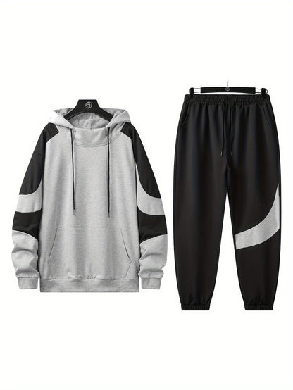 Men's Hooded Sweatshirt Set - 2024 New Autumn Casual Sporty Long Sleeve Outfit for Men