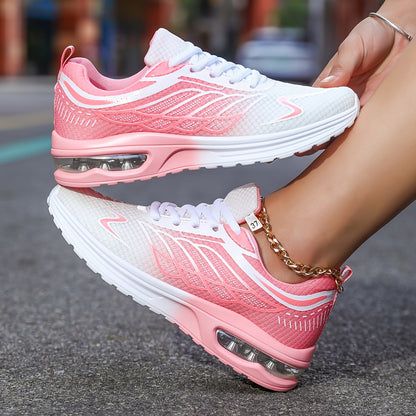 Women'S Casual Running Shoes, Lightweight EVA Upper & Inner, Fabric Insole, Faux Sole, Lace-Up Low Top, All-Season Solid Color, Flame Air Cushion Design, New Style 720