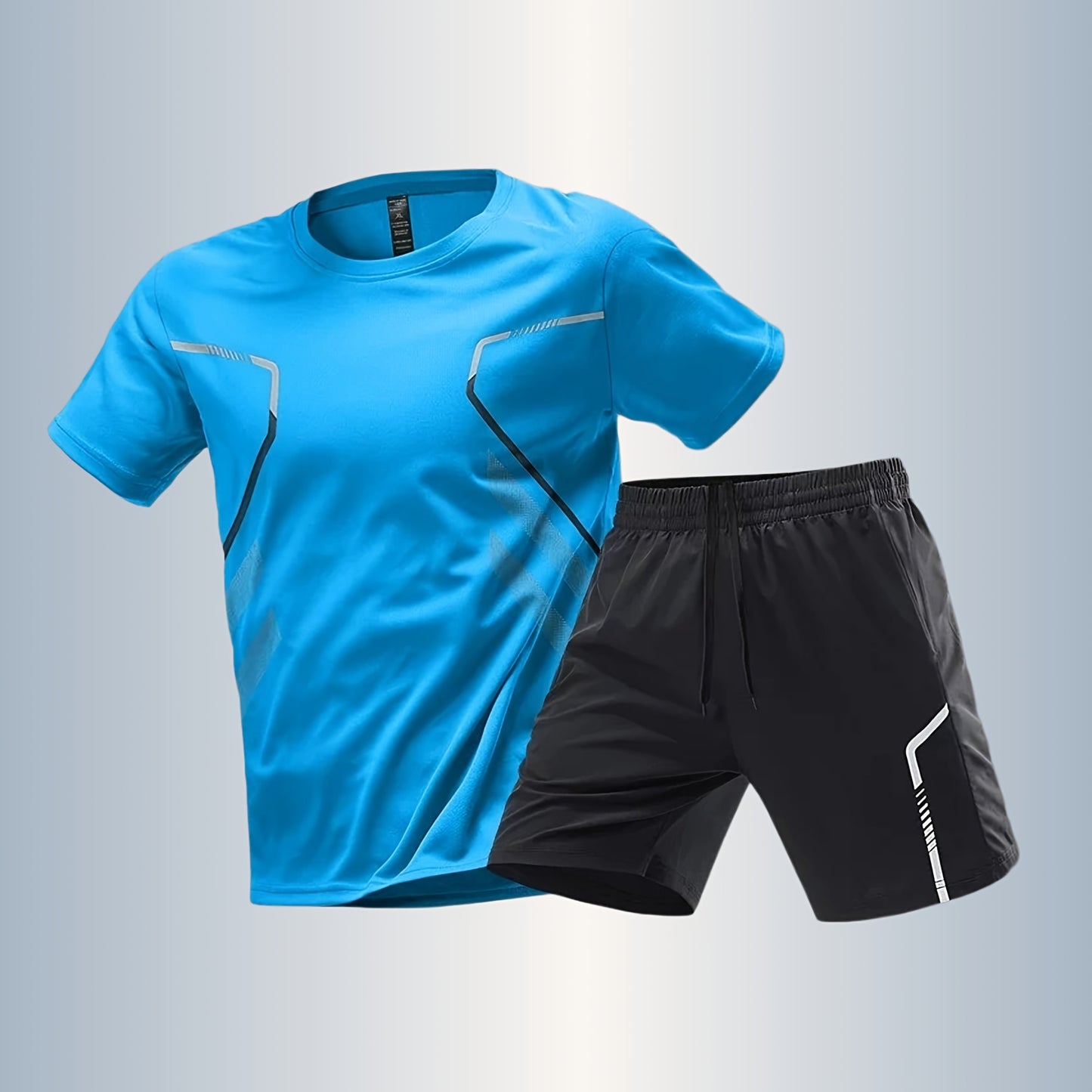 Men'S Lightweight Running Set - Breathable, Quick-Dry Athletic Wear with Zipper Pockets, Ideal for Outdoor Fitness & Training, Casual Sportswear|Casual Sportswear, Athletic Wear