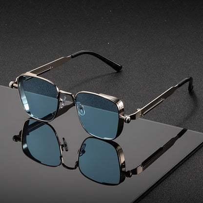 Vintage Steampunk Fashion Glasses for Men and Women - Golden-Tone Metal Frame with Green Tinted Lenses, Perfect for Parties, Music Festivals, and Casual Attire, Festival Eyewear, Retro Aesthetic, Durable Eyewear
