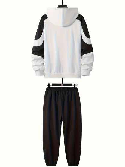 Men's Hooded Sweatshirt Set - 2024 New Autumn Casual Sporty Long Sleeve Outfit for Men