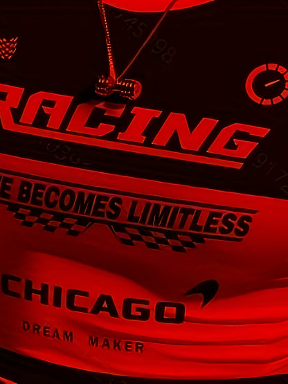 Men'S Racing Graphic T-Shirt - Bold Neon Green & Black Racing Car Design, Lightweight Breathable Fabric for Motorsport Events, Casual Streetwear - Chicago Dream Maker Inspired Casual Attire, Racing Jersey, Event Apparel, Spor
