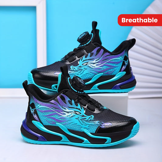 2025 Spring Autumn New Boys Running Shoes, Low Top Fabric Upper, EVA Sole, Fabric Insole, Striped Pattern, Rotary Buckle Closure, Breathable, for Boys, Middle School Students, Small and Medium Size