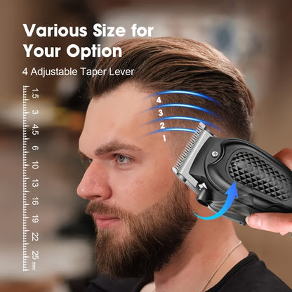 HIENA Men's Grooming Kit: Rechargeable Hair Clipper, Beard Trimmer & Nose Hair Set with LCD Display - USB Charging, 1500mAh Battery, Includes Combs - Ideal Father's Day Gift