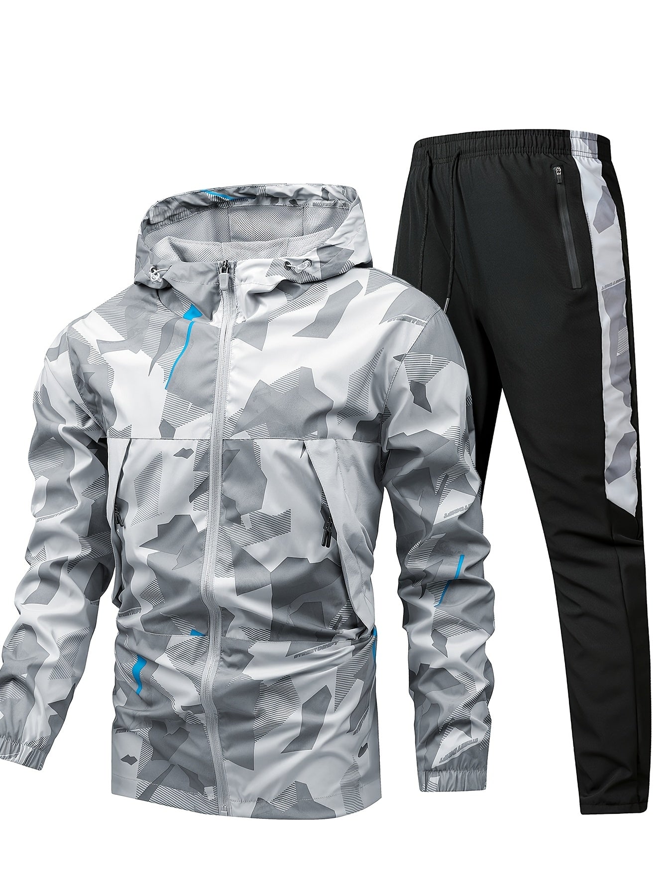 Men'S Lightweight Climbing Hooded Jacket - Quick-Dry Windproof Outdoor Sports Coat with Camouflage Pattern, Spring/Fall Casual & Training Wear, Regular Fit for Hiking, Running, Gym, Hiking Apparel, Durable Fabric