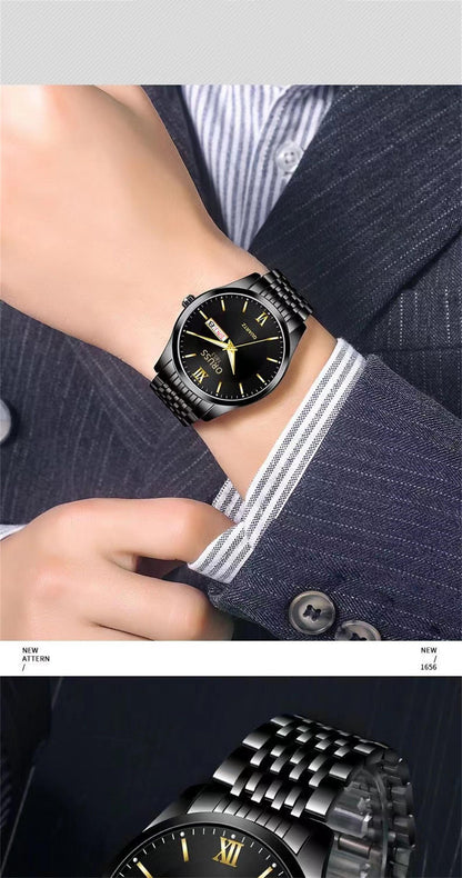 Men's watch calendar high-grade handsome fashion new trend steel watch jazz gentleman all Men's watch