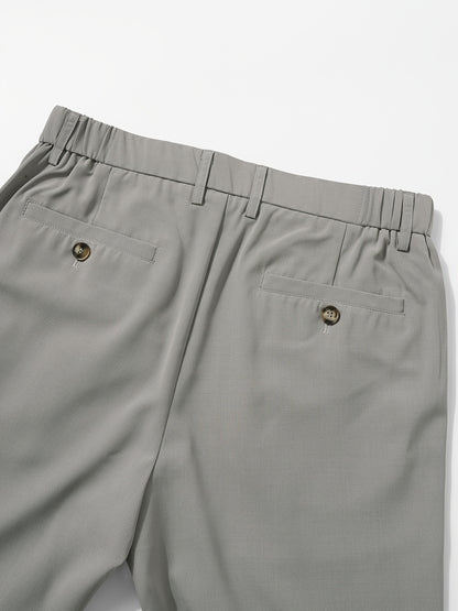 Men's Sleek Solid Color Dress Pants - Polyester, Mid-Rise with Pockets, Ideal for Office & Casual Wear in Spring/Summer, Non-Stretch Fabric