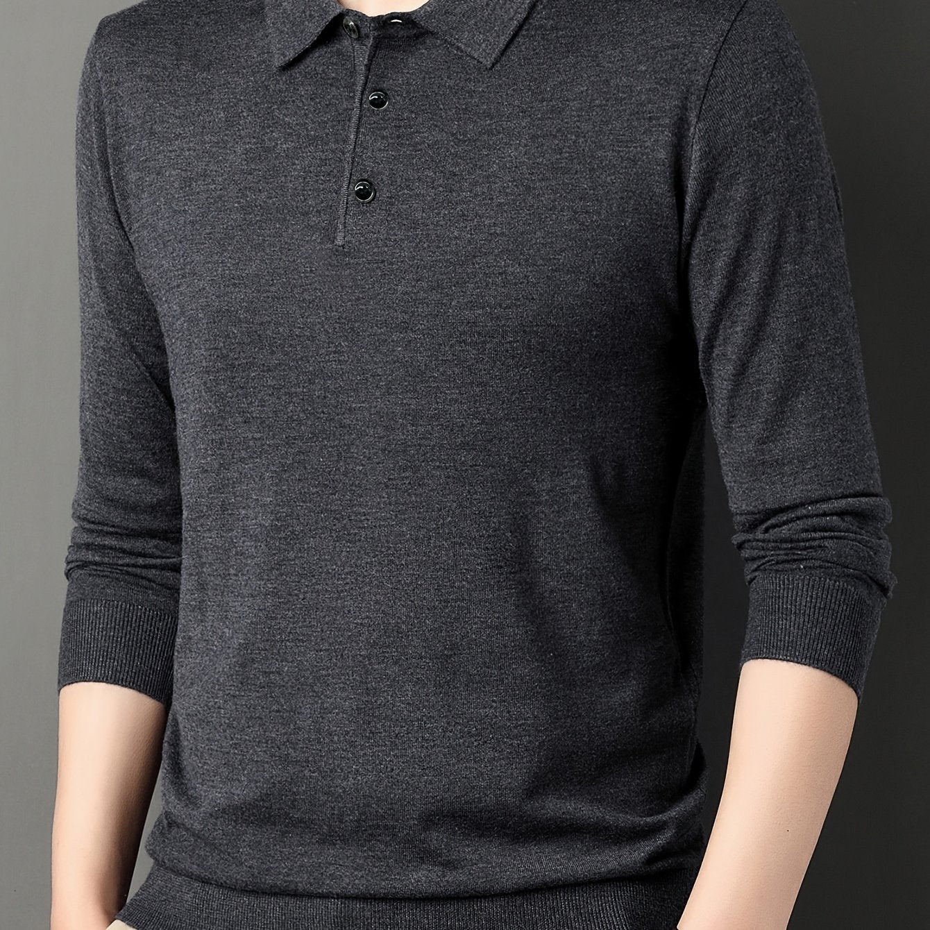 Men's 6% Wool Blend Thermal Long Sleeve Sweater Shirt - Anti-Pilling Casual Button-Up Collar Top for Layering, Soft Warm Pullover for Spring Fall Winter Outdoor & Casual Attire, Antipilling Fabric