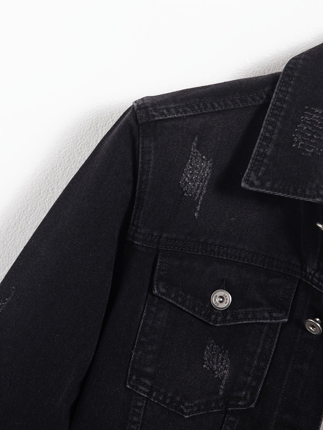 Men's Classic Denim Jacket - Casual, Non-Stretch Cotton Blend, Machine Washable with Lapel Collar