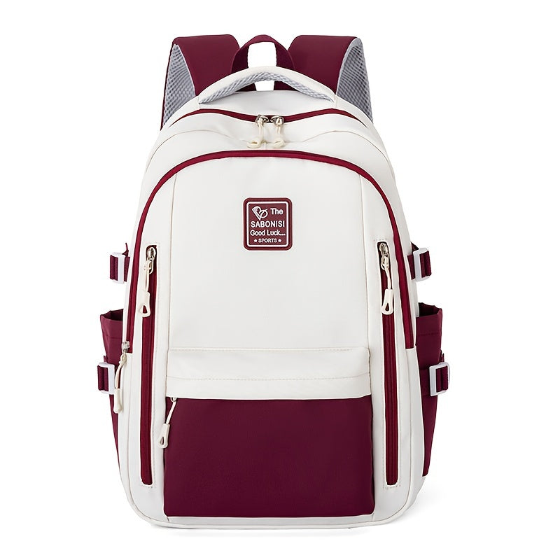Visually Appealing Two-Tone Travel Backpack - Durable, Nylon, Lightweight with Adjustable Straps, Large Capacity School Bag for Students (No Charm), Casual Daypack|Organized Storage|Bag, Backpack for School