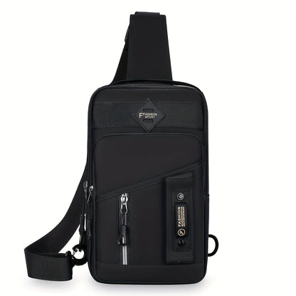 1pc Men's New Large Capacity Bag, Multilayer Storage Crossbody Bag, Trendy Fashion Chest Bag