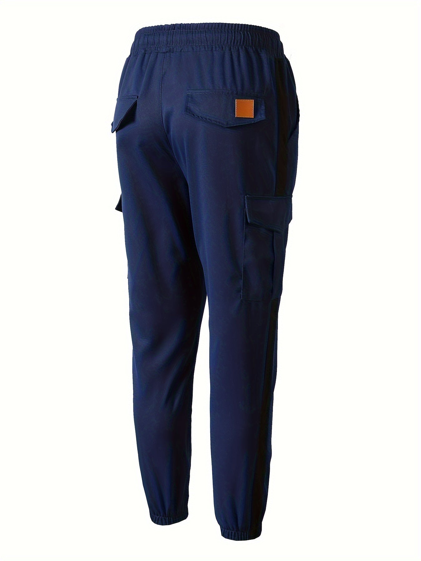 Men's Striped Track Pants With Multi Pockets, Active Drawstring Joggers For Outdoor Activities Gift
