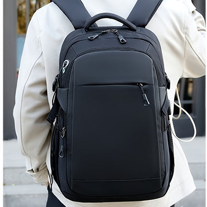 Men's Stylish Black Backpack - Multifunctional Business Laptop Bag with Adjustable Straps, Travel Compartments & Mesh Bottom for Daily Commute, Outdoor Adventures & Work, Business Backpack | Stylish Backpack | Secure Compartm