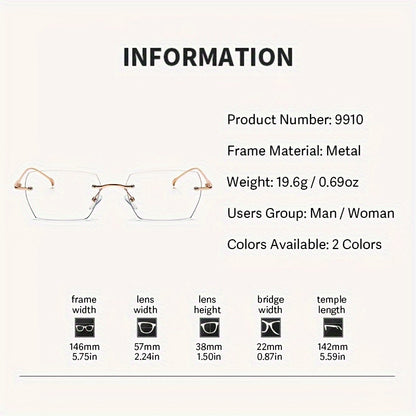1pc Rimless Square Photochromic Glasses - Elegant & Lightweight, Color-Changing Lenses for Indoor/ Use, Ideal for Daily Wear, School, Business, & Special Occasions, Non-Prescription, Perfect Gift