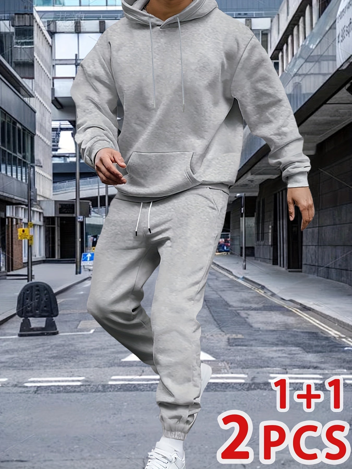 Men'S Autumn And Winter Two-Piece Suit, 1 Hooded Sweatshirt And 1 Pair of Casual Sweatpants, Loose Version, Comfortable to Wear, Very Suitable for Autumn And Winter Sports And Leisure Running Wear