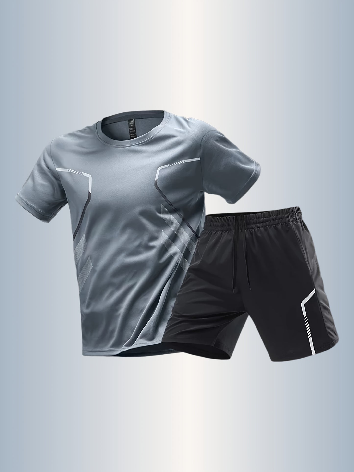 Men'S Lightweight Running Set - Breathable, Quick-Dry Athletic Wear with Zipper Pockets, Ideal for Outdoor Fitness & Training, Casual Sportswear|Casual Sportswear, Athletic Wear